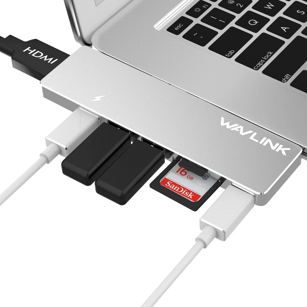 Wavlink два порта USB C концентратор к HDMI адаптер 4K usb type-C концентратор 3,0 Вт/SD/Micro SD кард-ридер usb c двойной hdmi для MacBook Pro