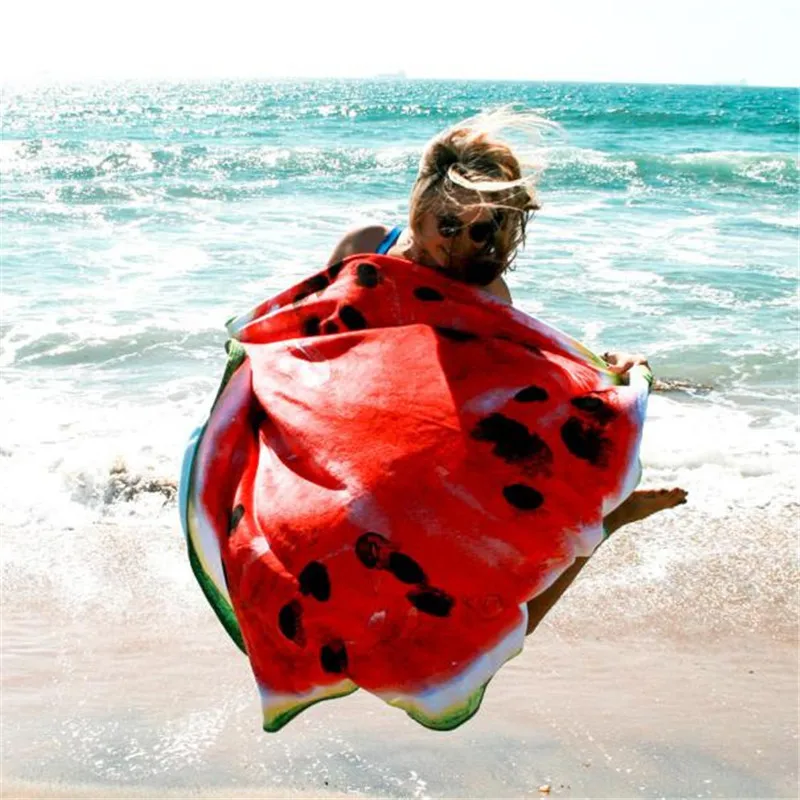Günstige Ananas Zucker Schädel Wassermelone Emoji Donut Pizza Unregelmäßigen Cartoon Elefanten Mikrofaser Runde Strand Handtuch Serviette De Plage
