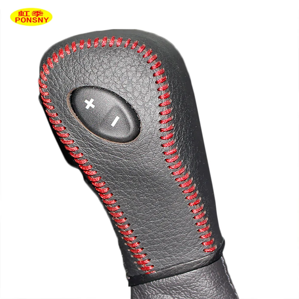 

PONSNY Car Gear Cover Case for Ford Edge 3.5L Explorer 3.5 Automatic Shift Hand-stitched Genuine Leather Cover
