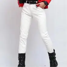 Модные мотоциклетные штаны, мужские брюки, повседневные штаны из искусственной кожи для мужчин, весенние и осенние, черные, белые, красные, синие