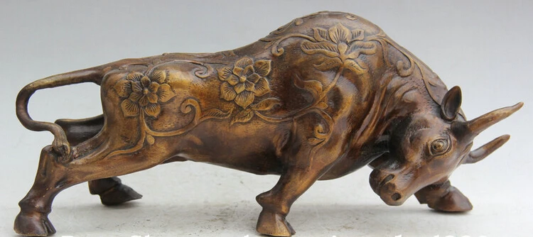

Collectible bronze S2001 15" Chinese Bronze animal strong fight Zodiac Year Bull Oxen Statue sculpture B0403