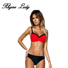 

Rhyme Lady new bikini set strap swimsuit women swimwear vintage style bikini bathing suit push up swim suits sexy beach wear
