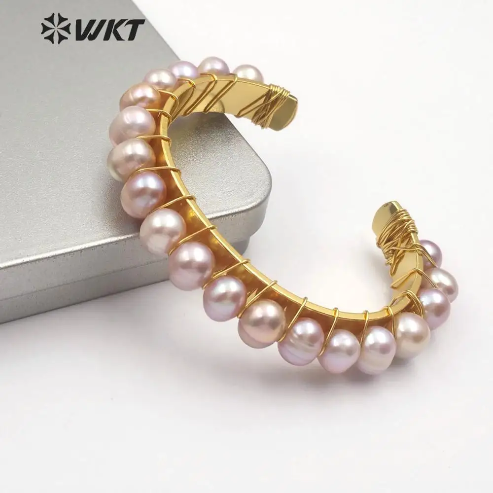 WT-B474 WKT New Arrivals Natural Pearl Handmade Bracelet With Metal Dipped Women Fashion Bracelet Jewelry