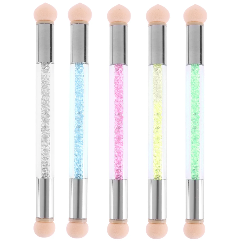 2 Heads Nail Art Sponge Gradient Brush Glitter Powder Picking Dotting