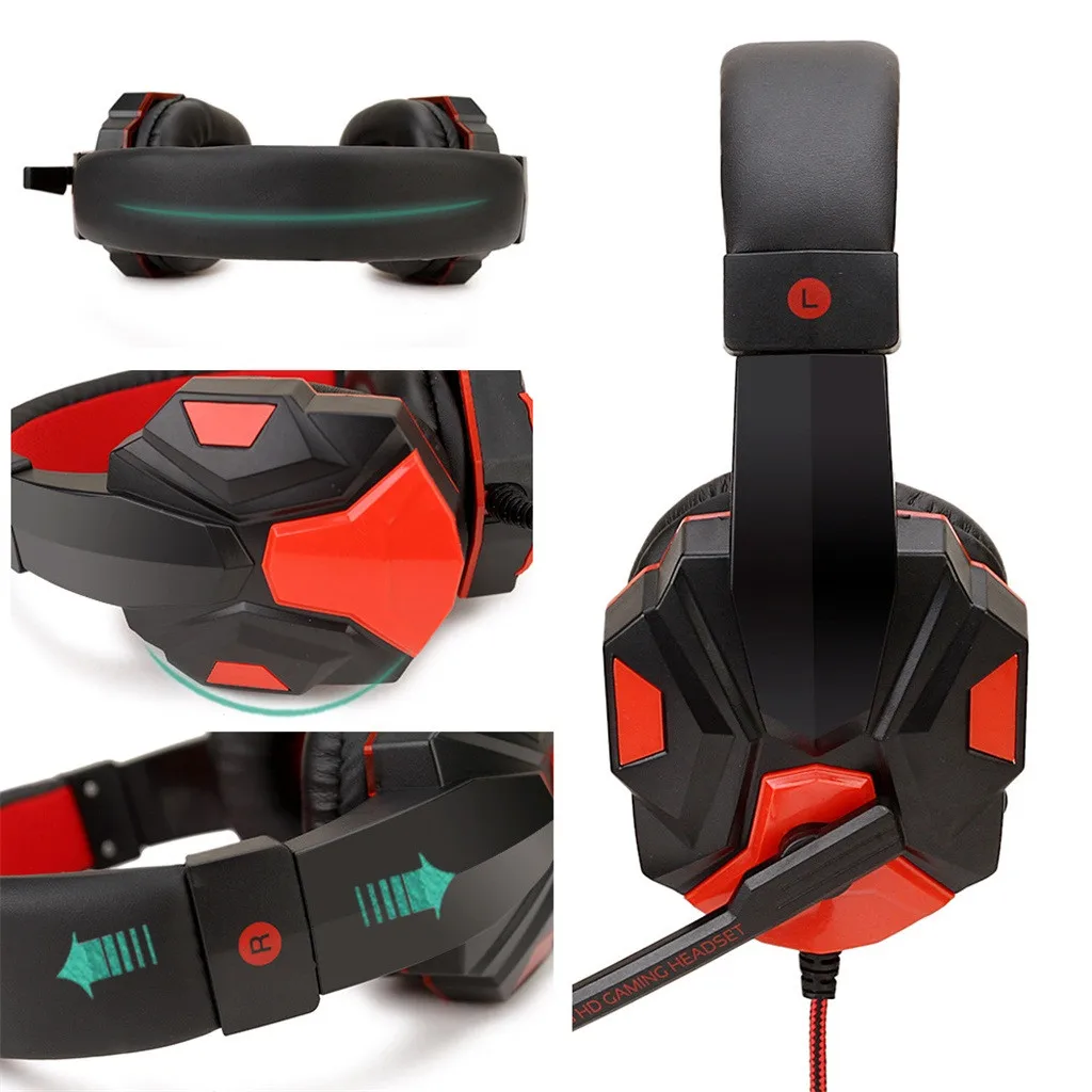 USB Wired Stereo 3.5mm Gaming Headset s With Mic for PC Laptop Phone sport radio bass computer