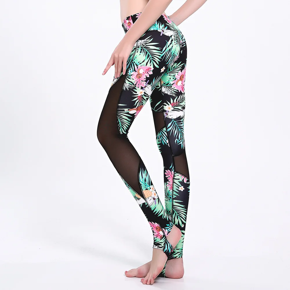 Printed Tights Exercise Leggings Workout Leggings Activewear Fitness Leggings Tropical Palm Leaves Leggings Yoga wear Yoga Pants
