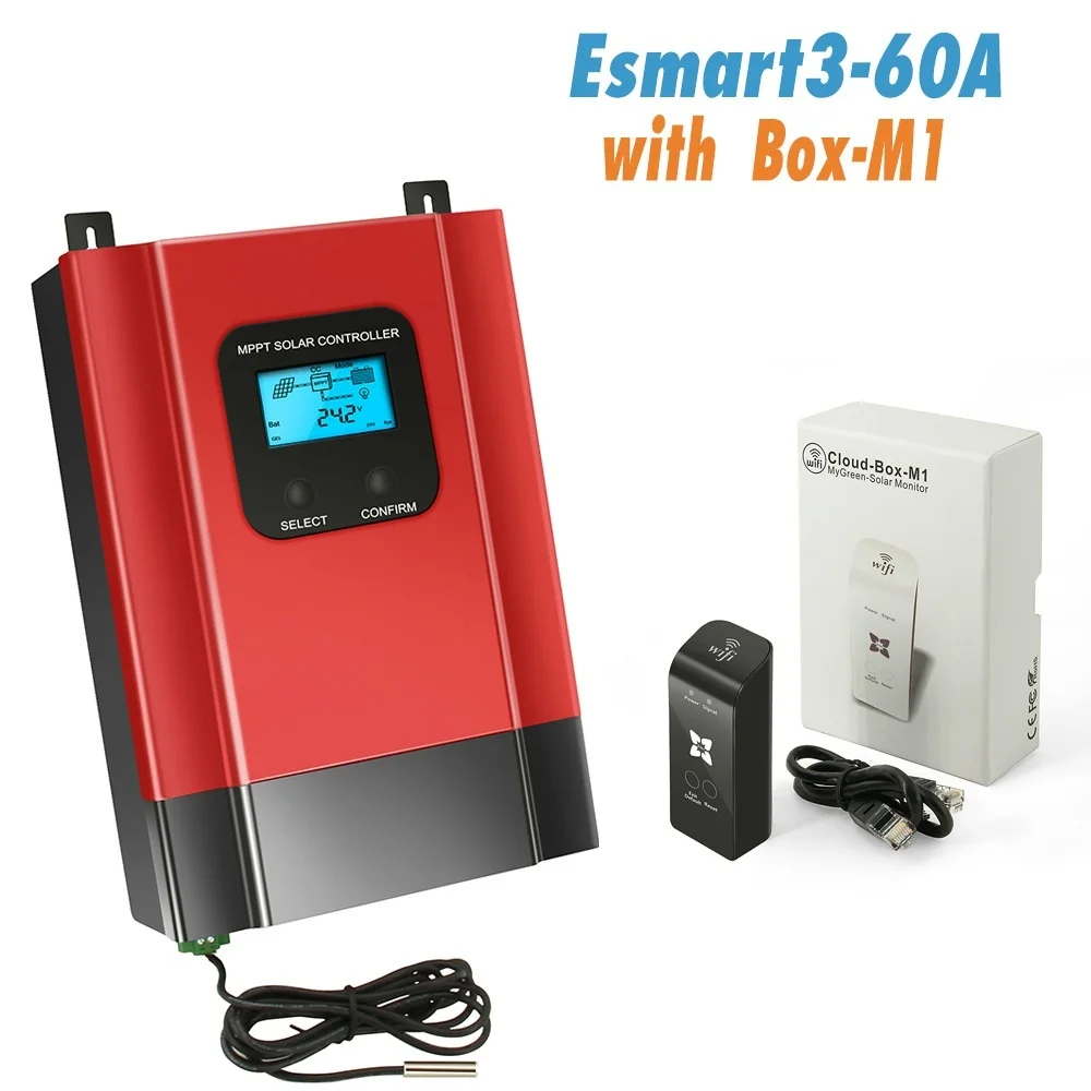 ESmart3 MPPT 60A 40A Контроллер заряда 12 в 24 в 36 в 48 в авто Макс 150 в PV вход подсветка lcd RS485 wifi управление мобильным приложением