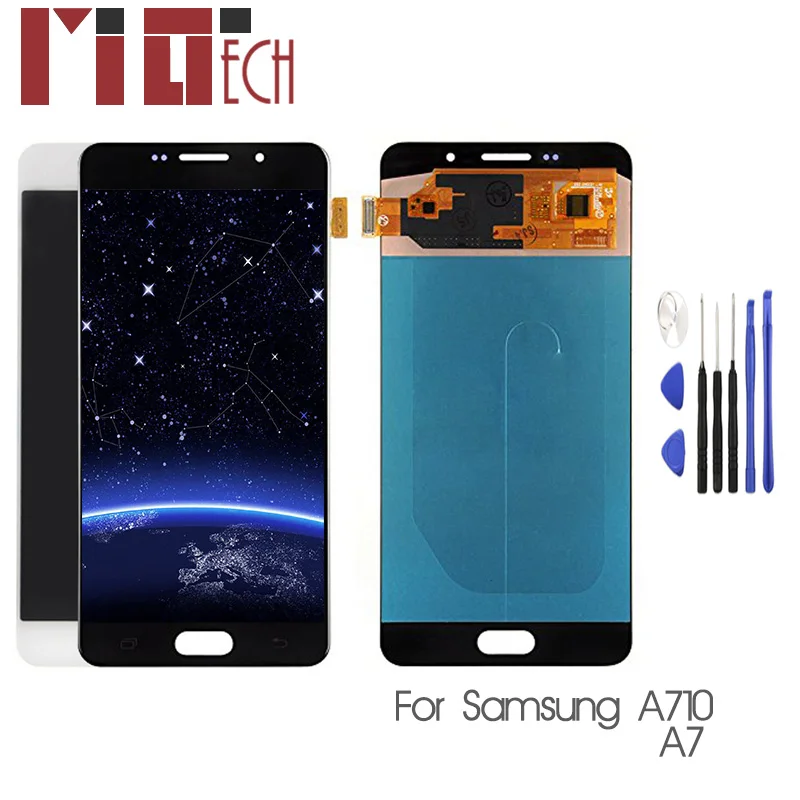 

For Samsung Galaxy A7 A710 A710F A710M TFT LCD Display Touch Screen Digitizer Assembly Can Adjust Brightness With AAA quality