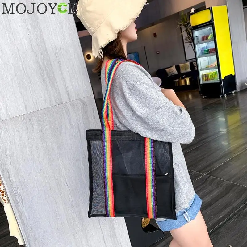 

2pcs/set Korean Style Beach Shoulder Bag Casual Hollow Out Friendly Shopping Shopper Hand Bags Student Fashion Bag Handbags