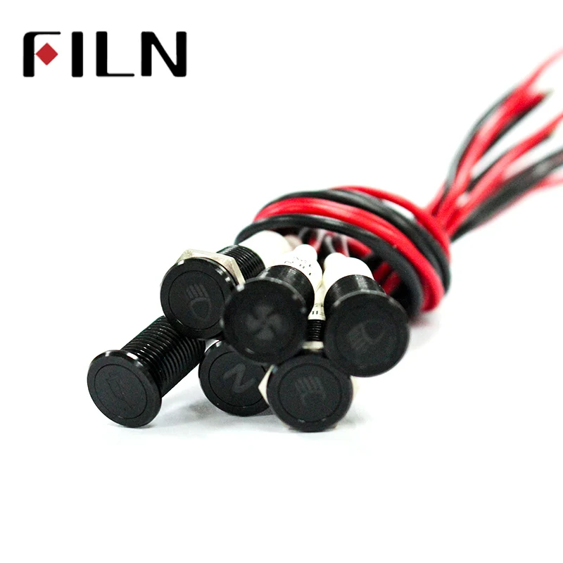 Waterproof FILN 12V LED Car Boat LED Warning Dashboard Signal Lights Instrument Pilot Lamp 220V 10mm (2)