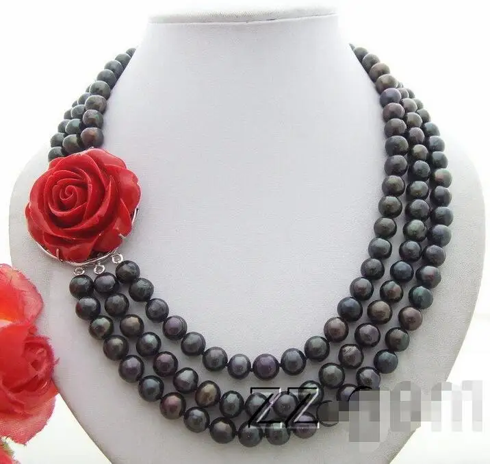 

Free Shipping >> N1207104 10MM Black Pearl Necklace-Flower Clasp