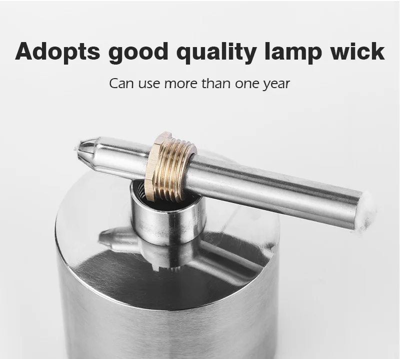 200ml 304 Stainless Steel Thickened Alcohol Burner Biology Chemistry Dental Lab Lamp with Wick Alcohol Lamp