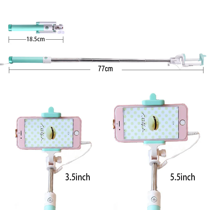 Mini Selfie Stick With Button Wired Silicone Handle Monopod Universal For iPhone 6 5 Android Samsung Huawei Xiaomi Sticks (28)