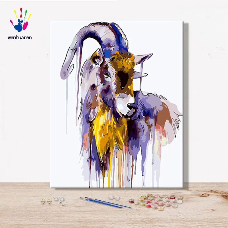 DIY Рисование по номерам картина картины по номерам с комплекты живописи тушью Овцы Кролик бабочки лошади произведения искусства красивый подарок - Цвет: 0516