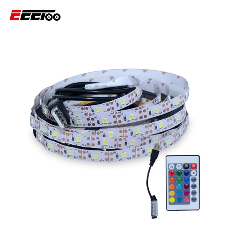 EeeToo 2835 SMD DC 5 В в USB кабель мощность цветная (rgb) Светодиодная лента с usb-питанием гибкий свет светодио дный клейкие ленты Светодиодные лампы ТВ