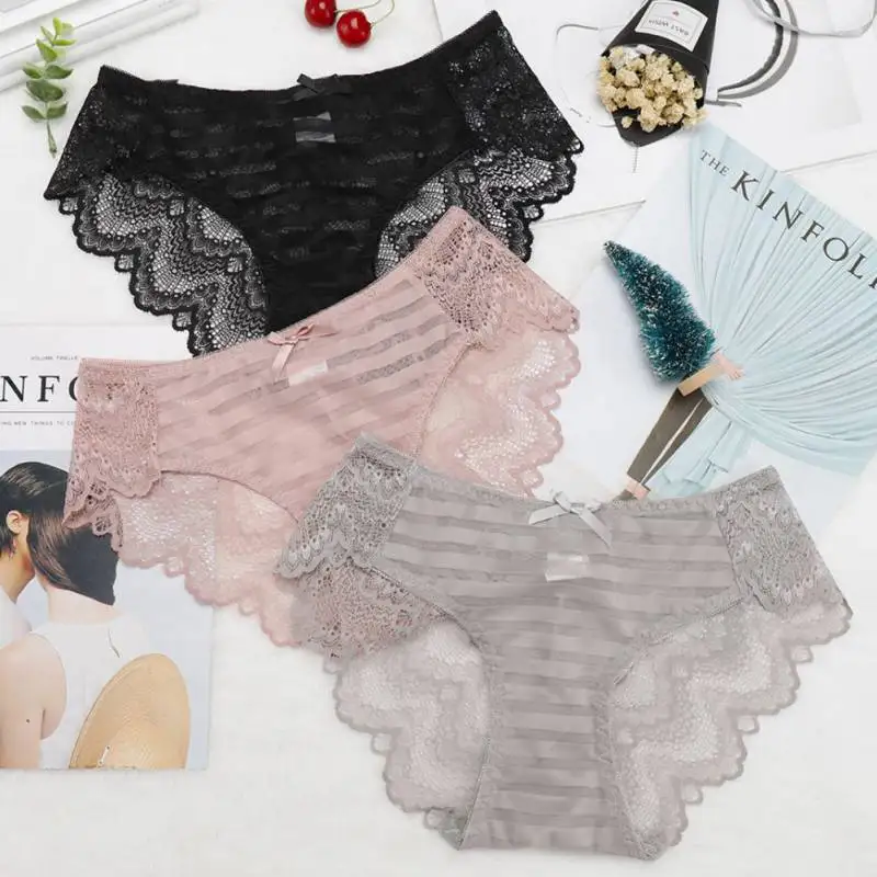 WJ 2019 Sexy Lace Ladies Panties Fashion Cozy Lingerie Tempting High Quality Cotton Low Waist for Woman
