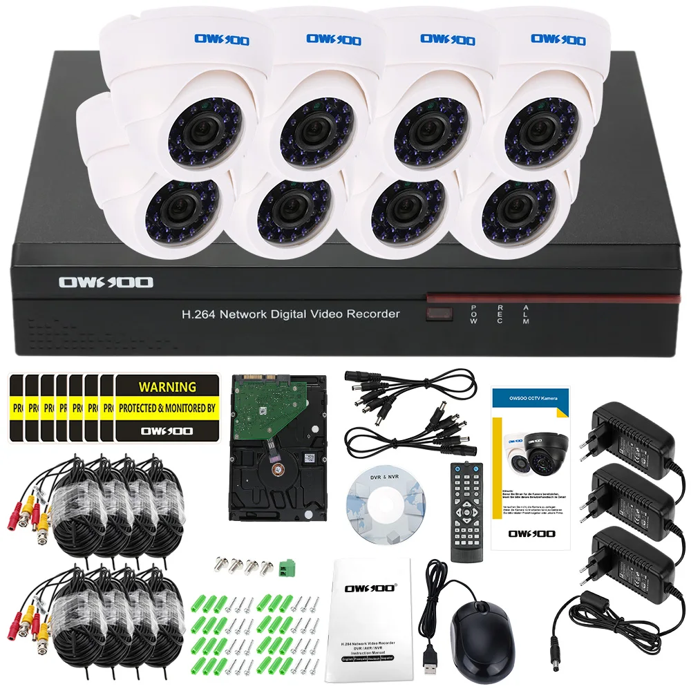 OWSOO 16CH CCTV камера системы Полный CIF 8 шт. Крытый 800TVL ИК ночного видения камера CCTV HD безопасности комплект для видеонаблюдения DVR 1 ТБ HDD