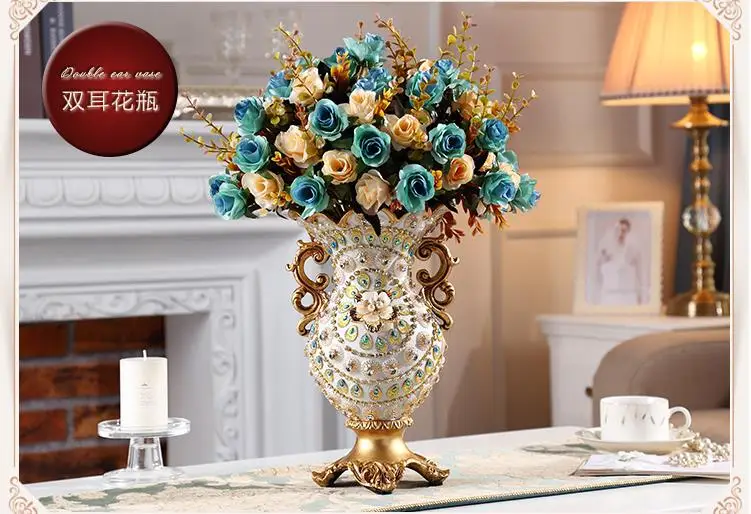 Европейский Смола ваза украшения, гостиная Цветочная композиция, ретро Творческий дом украшение стола