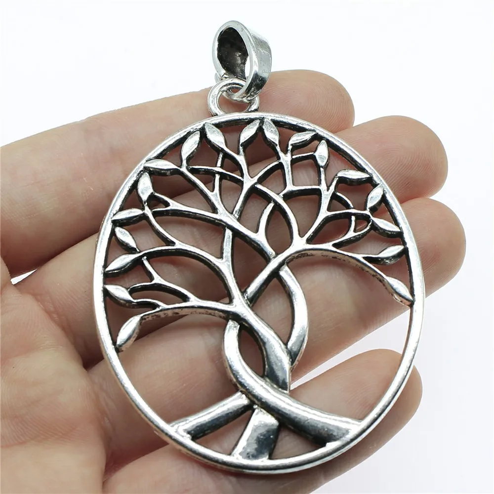 

WYSIWYG 1pcs 68x53mm Big Tree Charm Pendants For Jewelry Making Necklace Antique Silver Big Oval Tree Pendants Charm Oval Tree