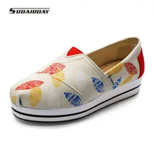 2016 font b Women b font Spring Summer Graffiti Platform Canvas Casual Shoes Womens Creepers Walking