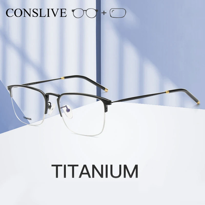 

Titanium Prescription Glasses Frames for Men Half Rimless Progressive Eye Glasses Titanium Optical Spectacles Frames V8940