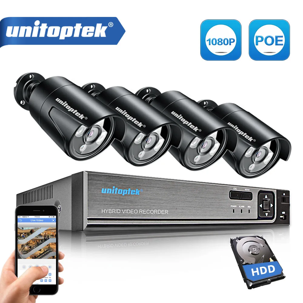 4CH 8CH 4MP CCTV NVR с Full HD 1080P 2MP Открытый IP камера комплект POE CCTV система Водонепроницаемый P2P Onvif комплект видеонаблюдения - Цвет: 4CH POE NVR Kit