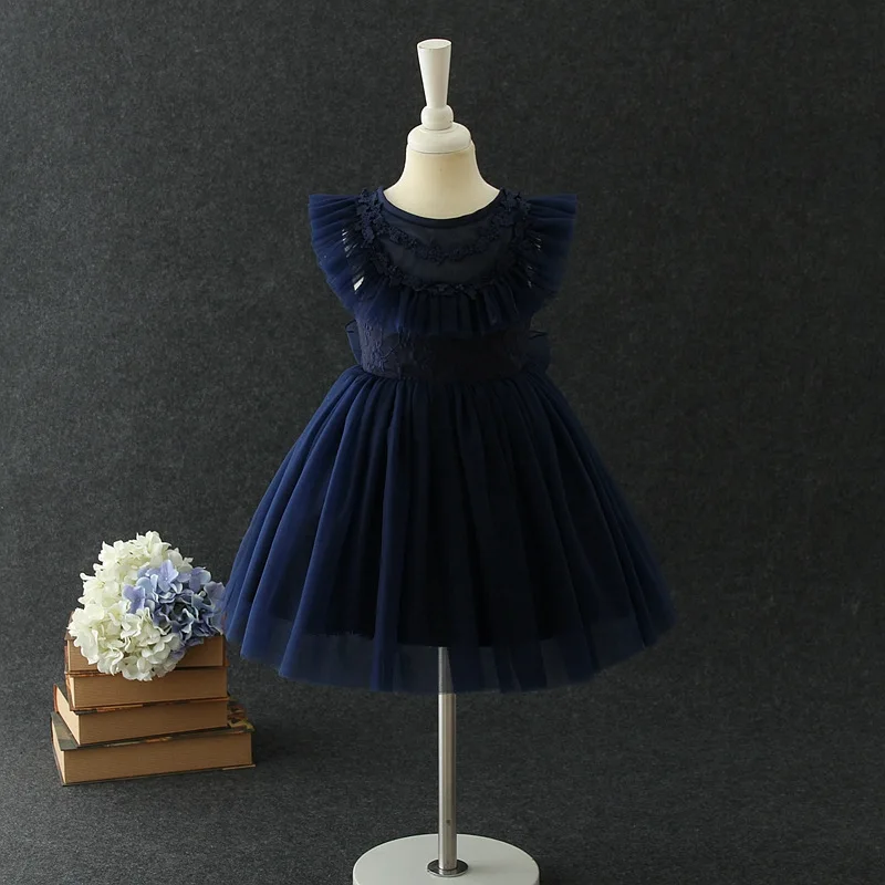 

Christmas Puffy Princess Dress Children Elegant Red Party Birthday Vestido Dancing Summer Tulle Layered Sundress Navy Lavender