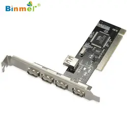Binmer 2017 Горячая Распродажа 5-Порты и разъёмы высокое Скорость USB 2,0 PCI карты контроллера микросхеме (4 + 1) Бесплатная доставка сентябрь 4