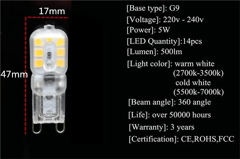 1X G9 светодио дный 5 Вт 7 Вт AC 220 В-240 В G9 лампа светодио дный лампы SMD 2835 светодио дный g9 свет заменить 30/40 Вт галогенная лампа warmwhite холодный