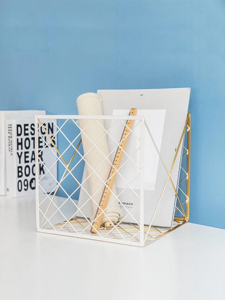 الذهبي الأبيض المعادن الكتب مجلة القرطاسية مربع مخزن عرض تصميم حامل كشك الكتب طالب مكتب رف الأحذية الحديثة الهندسة