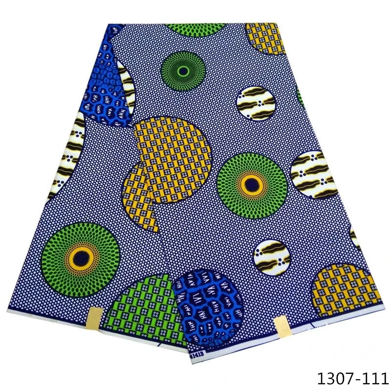 

6 Yards Geometric Patterns African Style Wax Prints Fabric Polyester High Quality Clothing 100% Polyester Wax DIY Sewing 1307-11
