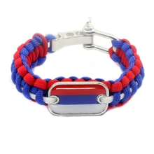 Ручной парашютный канат Национальный флаг браслет чаша со словами Паракорд Браслет Открытый кулак помощи браслет Россия свинья