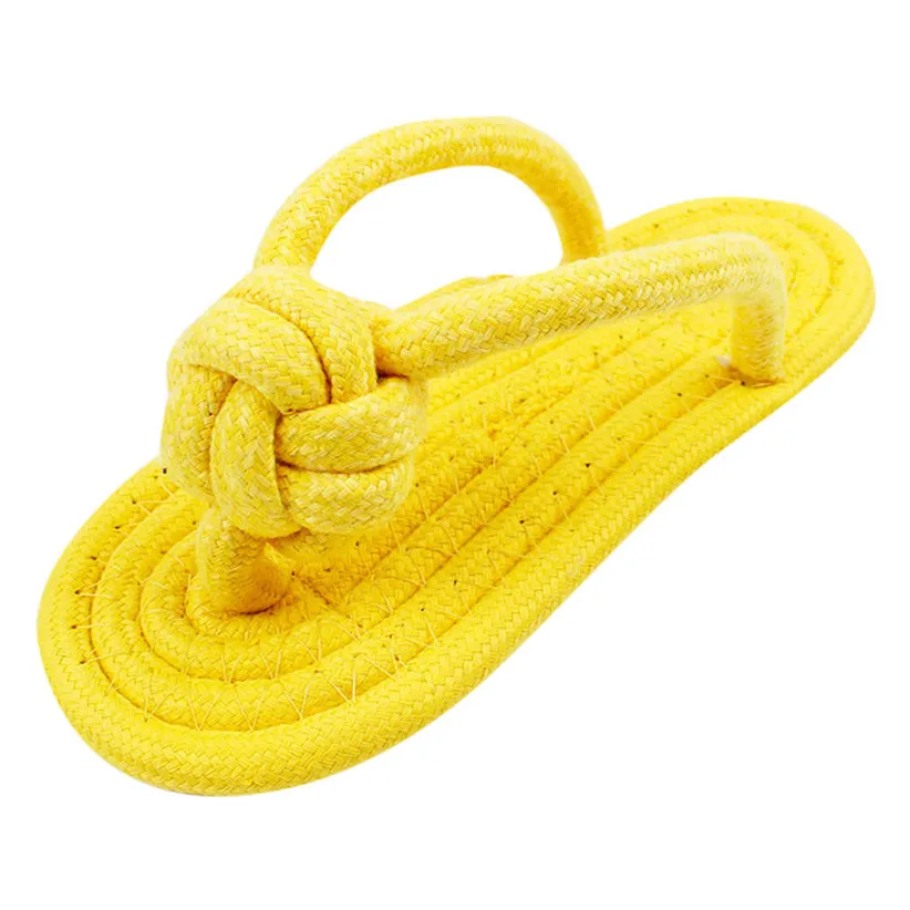 Transer Cotton Rope Dog Toy Slipper Shoes Shape Pet Dog Biting Chew Firm Pet Toy Outdoor Traning for Small Medium Dogs 906 - Цвет: Yellow