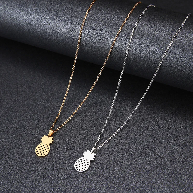 Hibobi Stainless Steel Necklace Women Jewelry Pineapple Trendy Necklaces Pendants Chain Donot Fade Valentine's Day Gift (1)