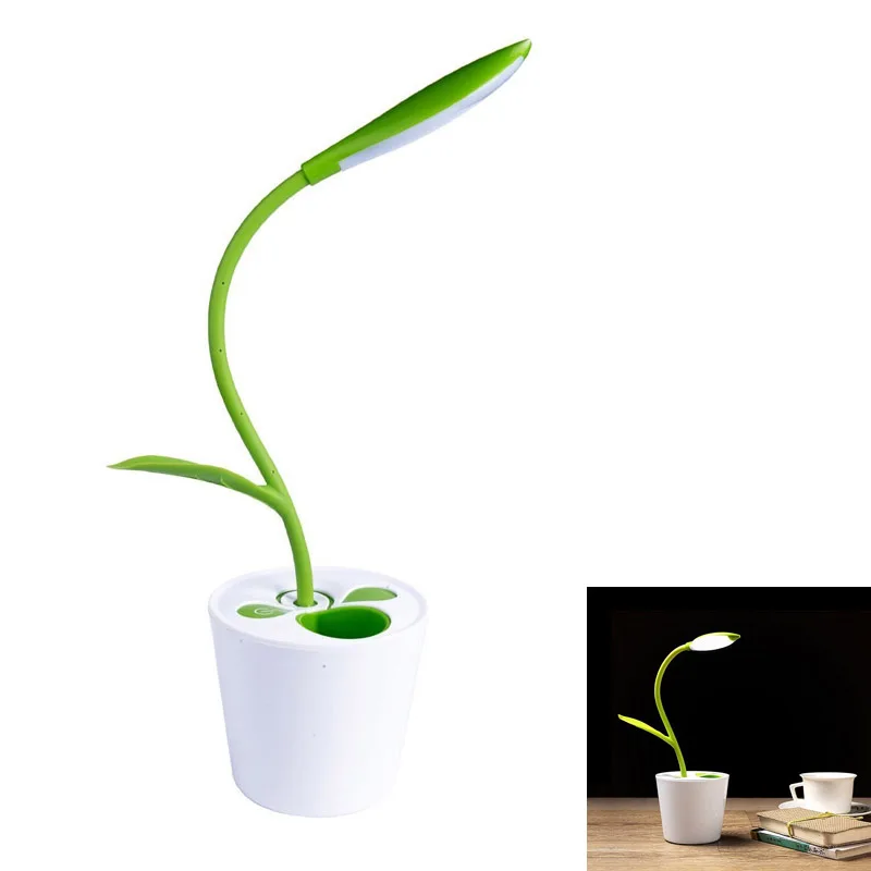 

Desk Lamp 3.7V USB Wireless LED Reading Desk Light with 3-way Switching with Decor Plant Pencil Holder CLH