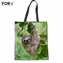 FORUDESIGNS/забавные 3D звери-Ленивцы печать женские льняные сумки для покупок большой складной сумки для шоппинга Эко сумка многоразового использования