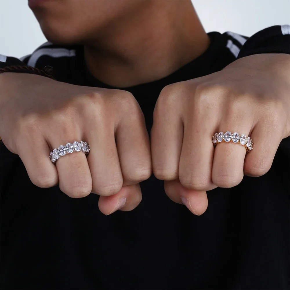 JINAO Iced Out Золото Серебро Цвет Полный Bling 1 ряд сердце кольцо Роскошные CZ свадебные Циркон полые помолвки хип хоп Ювелирные изделия Подарки