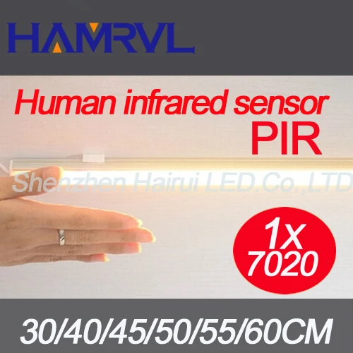 2018 New!! 1pcs Human Infrared Sensor Light PIR LED Rigid Strip 7020 Cabinet LED Bar Light DC12V Kitchen led light