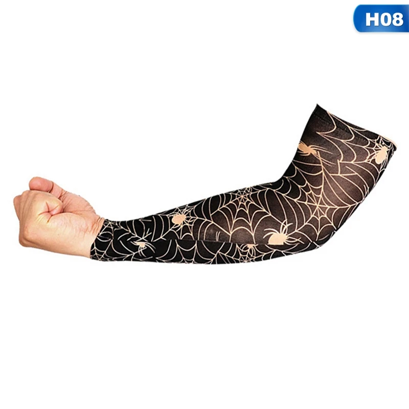 1PC Cycling Sports Tattoo Sleeves Cool Arm Sleeves Cycling Running Arm Warmer Sport Elastic Oversleeve Arm Warmers - Цвет: H08