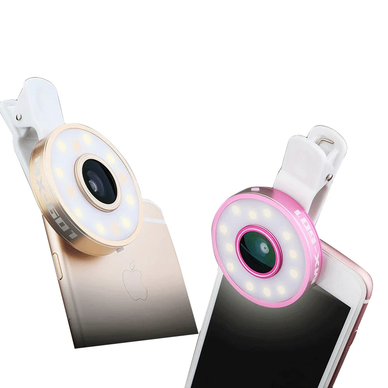 Girlwoman 6в1 светодиодный светильник-вспышка рыбий глаз широкоугольный Макро объектив для мобильного телефона для смартфона Lentes для Iphone