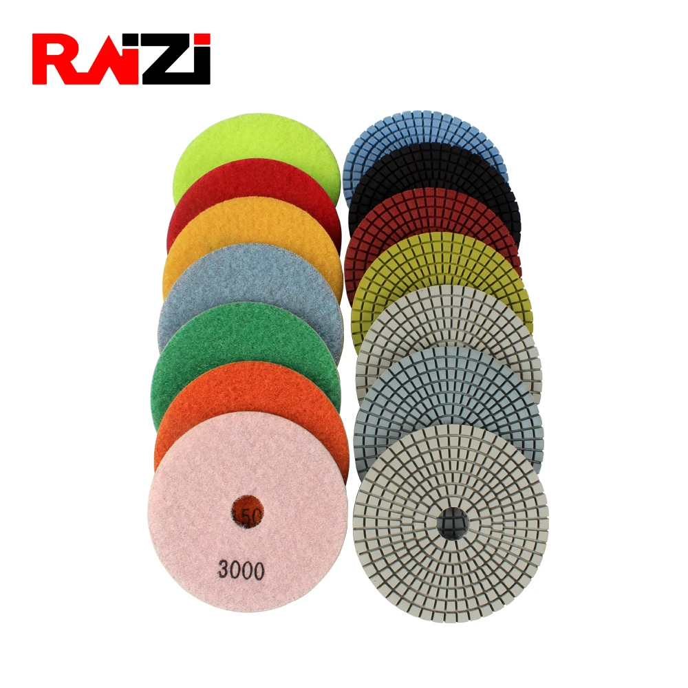 Raizi 4,5 inch 7 steps Flexible Dry Sanding Disc for concrete counter
