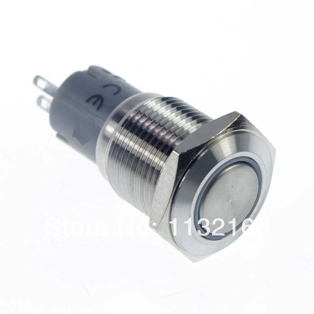 

16mm LED Red Color Ring Stainless Steel Illuminated Maintained /Latching 1NO 1NC Push Button Switch 3V/6V/12V/24V/36V/48V