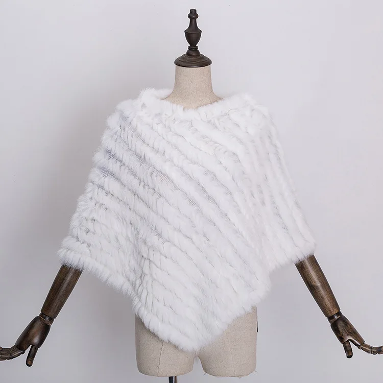  Winter Warm Shawl Poncho For Women Knitted Real Rabbit Fur Shouder Pashmina Capes Lady Natural Fur Wraps (24)