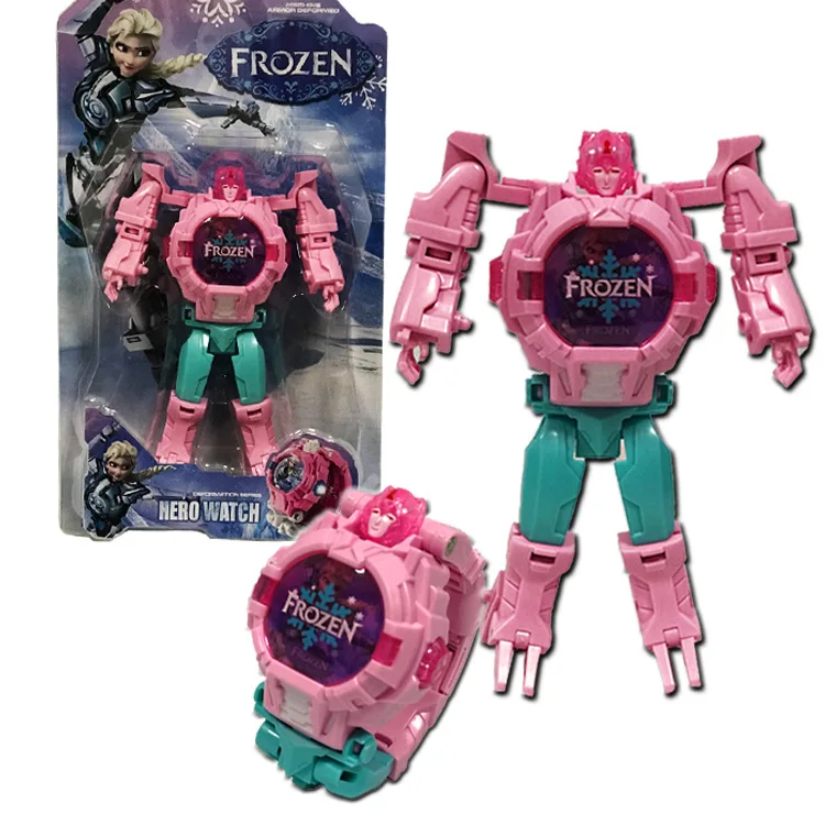 Light Digital Time Cartoon Robot Transformation Wristwatch Toy Mecha Robot Electronic Watch Children Sports Cartoon Watches Kids