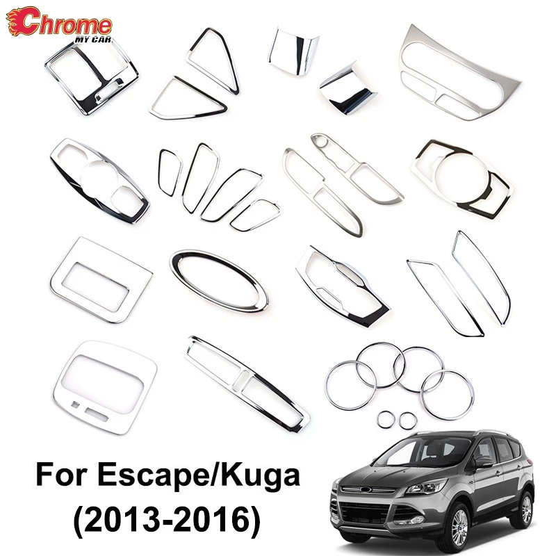 Для Ford Escape Kuga 2013 хромированный интерьерный светильник, кнопка включения панели, вентиляционное отверстие переменного тока, накладка, украшение для автомобиля