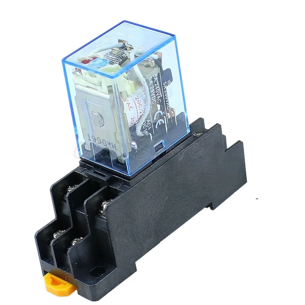 10 шт. мини реле с розеткой MY2P HH52P MY2NJ 12 В 24 постоянного тока/110 220 переменного