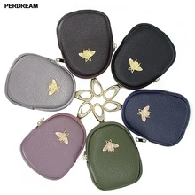 Первый слой воловьей пчелы леди кожаный кошелек на молнии кожаный Автомобильный Брелок Сумка миниатюрная монетная сумка