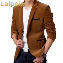 Новое поступление роскошный мужской блейзер весенний модный брендовый высококачественный хлопковый приталенный мужской костюм Terno Masculino мужской блейзер Laipelar