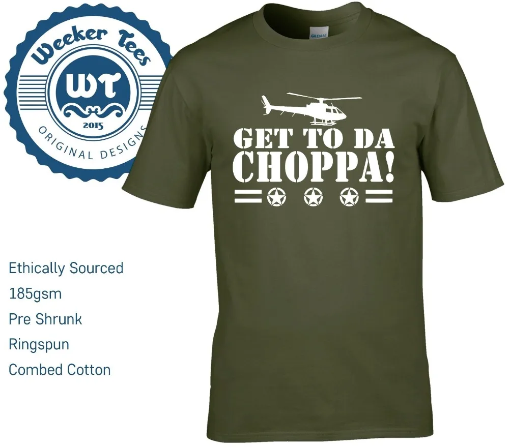 Новая мода новинка крутые Топы мужские с коротким рукавом Футболка Get To Da Choppa футболка Забавный Хищник Arnie Army стиль футболки