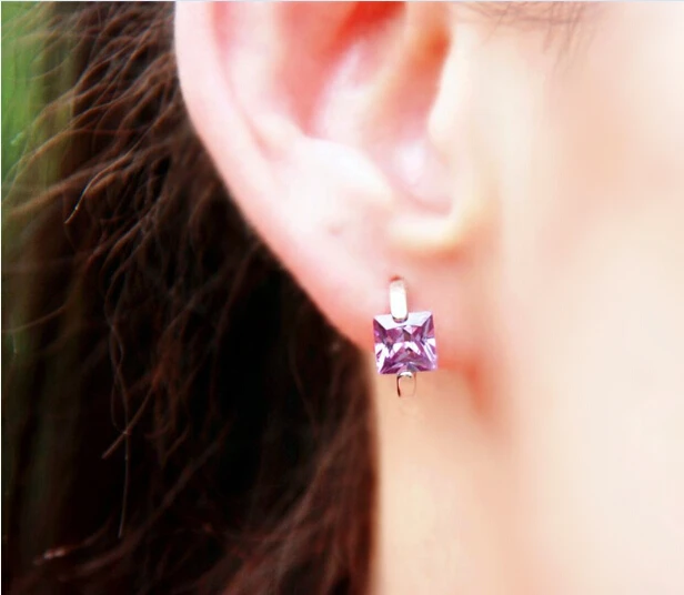 Silver Plated Square Cut Amethyst Purple Topaz Hoop Huggie Earrings Silver Plated Square Cut Amethyst Purple Topaz Hoop Huggie Earrings Gtle321 In Drop From Jewelry Accessories On Aliexpress Alibaba Group